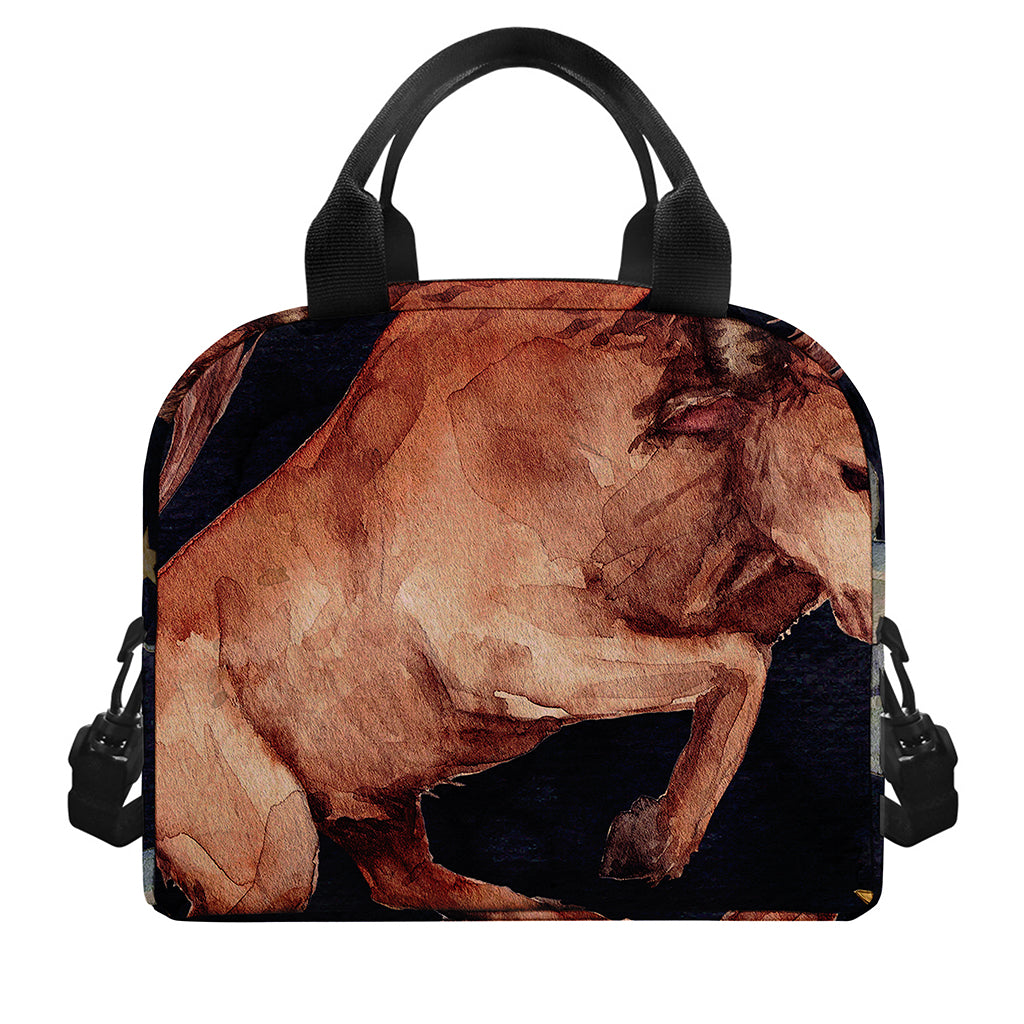 Watercolor Taurus Zodiac Sign Print Insulated Lunch Bag