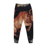 Watercolor Taurus Zodiac Sign Print Jogger Pants