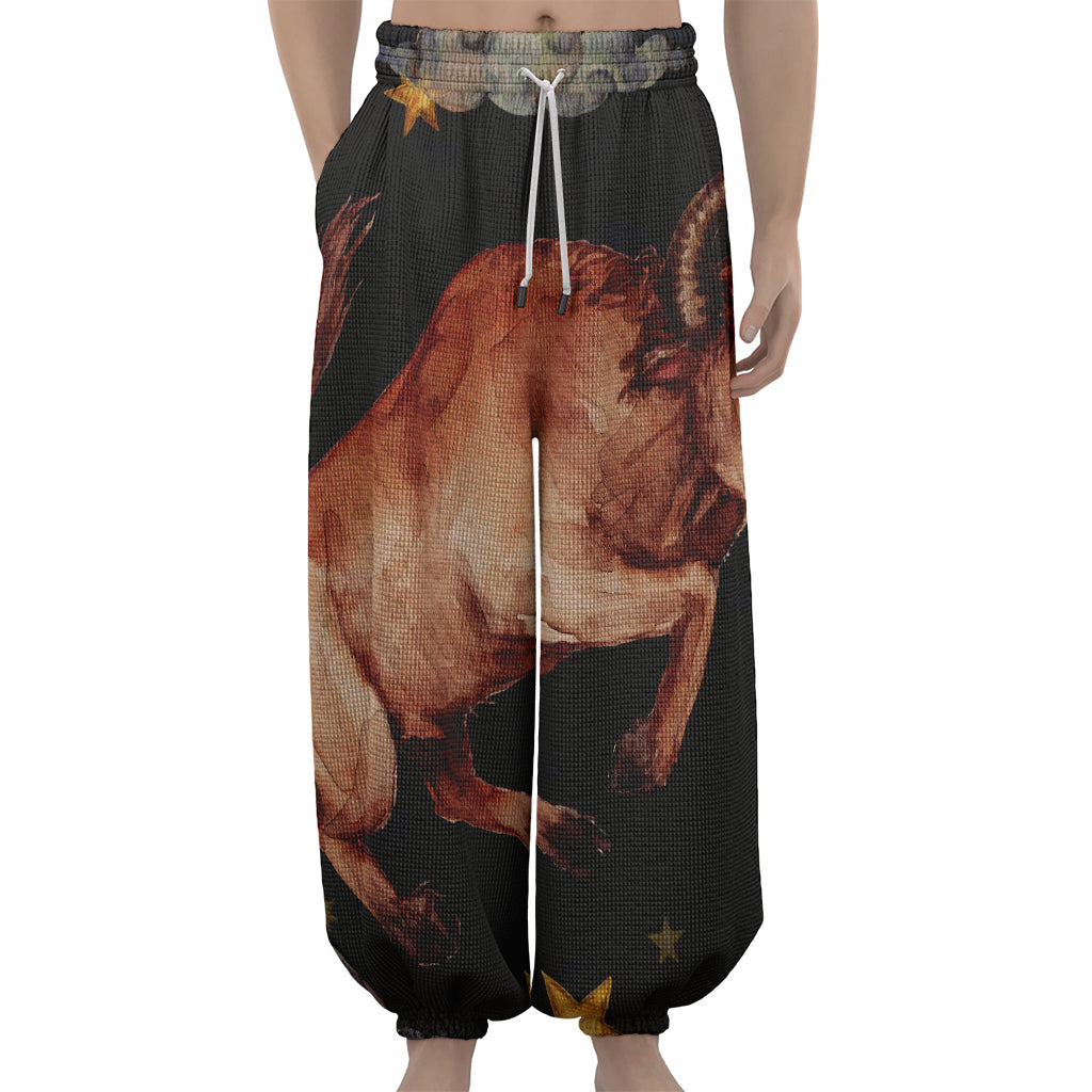 Watercolor Taurus Zodiac Sign Print Lantern Pants