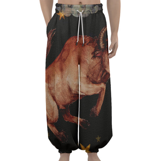 Watercolor Taurus Zodiac Sign Print Lantern Pants