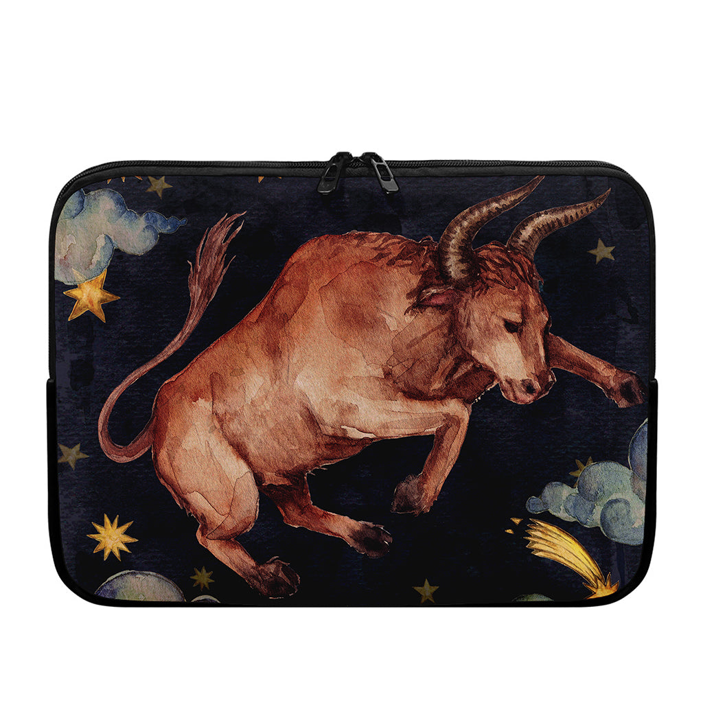 Watercolor Taurus Zodiac Sign Print Laptop Sleeve