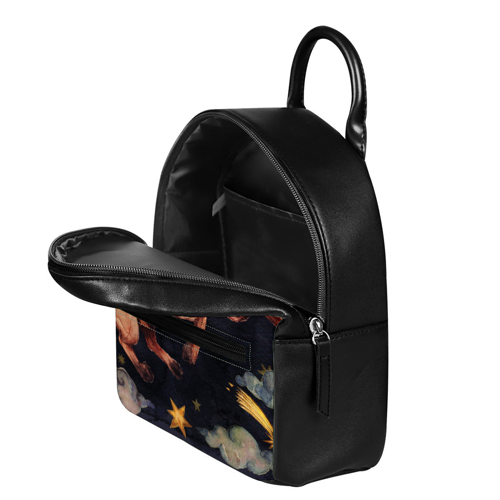 Watercolor Taurus Zodiac Sign Print Leather Backpack