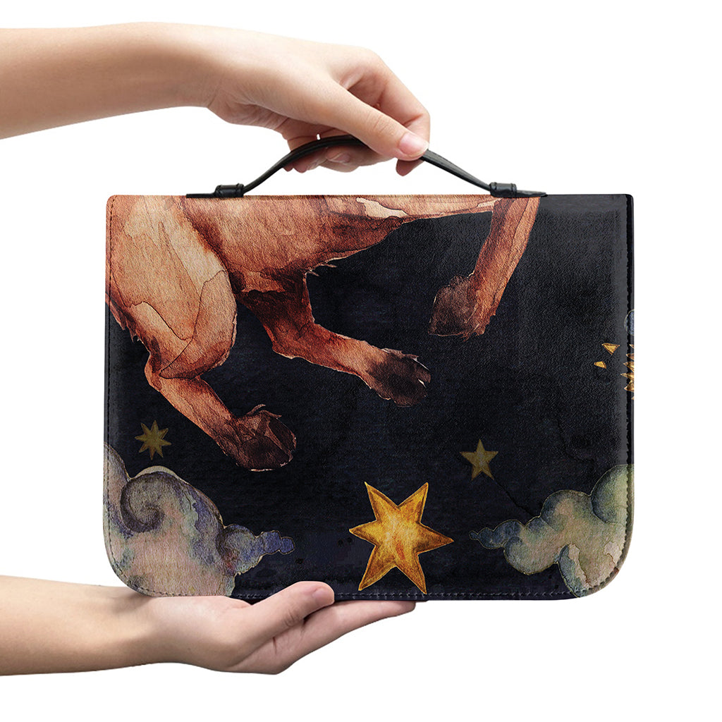 Watercolor Taurus Zodiac Sign Print Leather Bible Cover
