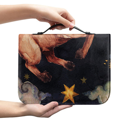 Watercolor Taurus Zodiac Sign Print Leather Bible Cover