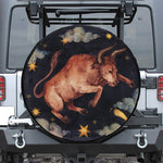 Watercolor Taurus Zodiac Sign Print Leather Spare Tire Cover