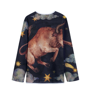 Watercolor Taurus Zodiac Sign Print Long Sleeve Short Coat