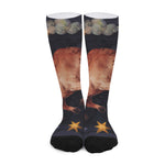 Watercolor Taurus Zodiac Sign Print Long Socks