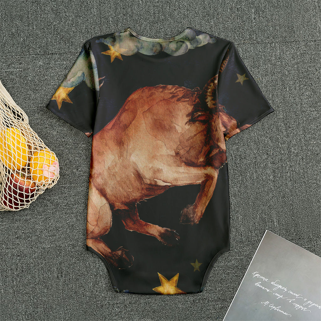 Watercolor Taurus Zodiac Sign Print Men's Bodysuit