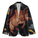 Watercolor Taurus Zodiac Sign Print Men's Cotton Blazer