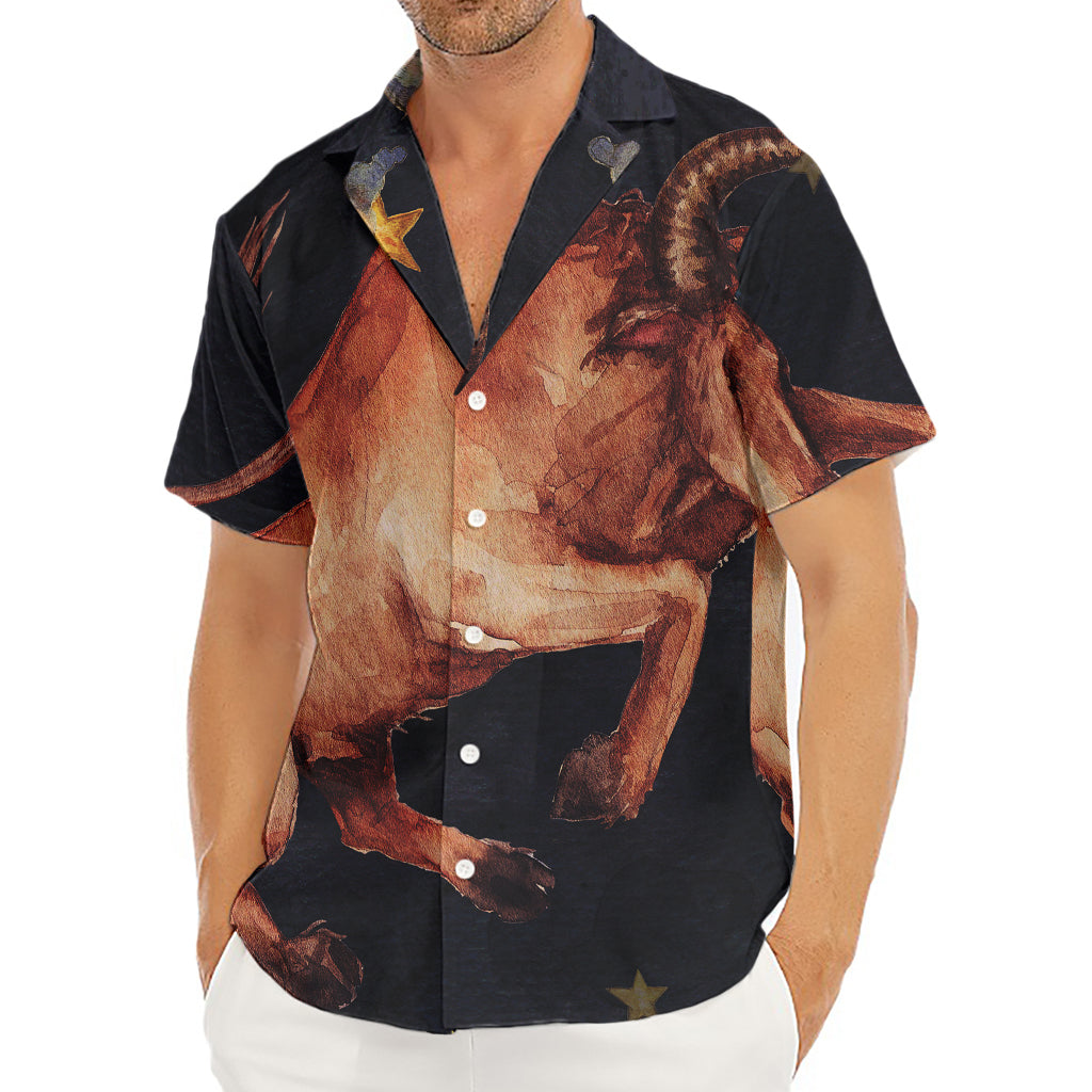 Watercolor Taurus Zodiac Sign Print Men's Deep V-Neck Shirt