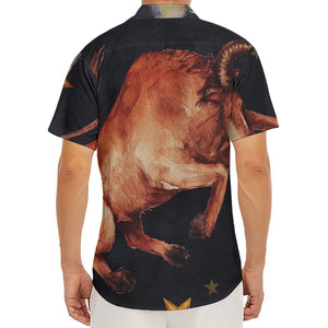 Watercolor Taurus Zodiac Sign Print Men's Deep V-Neck Shirt