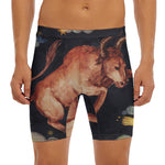 Watercolor Taurus Zodiac Sign Print Men's Long Boxer Briefs