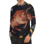 Watercolor Taurus Zodiac Sign Print Men's Long Sleeve Rash Guard