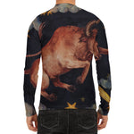 Watercolor Taurus Zodiac Sign Print Men's Long Sleeve Rash Guard