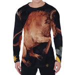 Watercolor Taurus Zodiac Sign Print Men's Long Sleeve T-Shirt