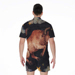 Watercolor Taurus Zodiac Sign Print Men's Rompers