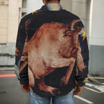 Watercolor Taurus Zodiac Sign Print Men's Shirt Jacket