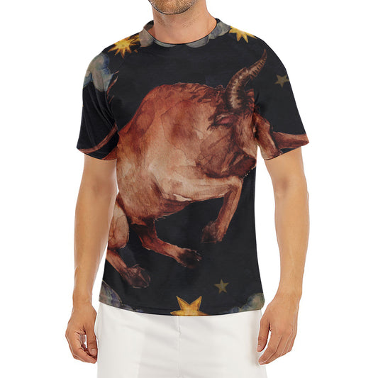 Watercolor Taurus Zodiac Sign Print Men's Short Sleeve Rash Guard