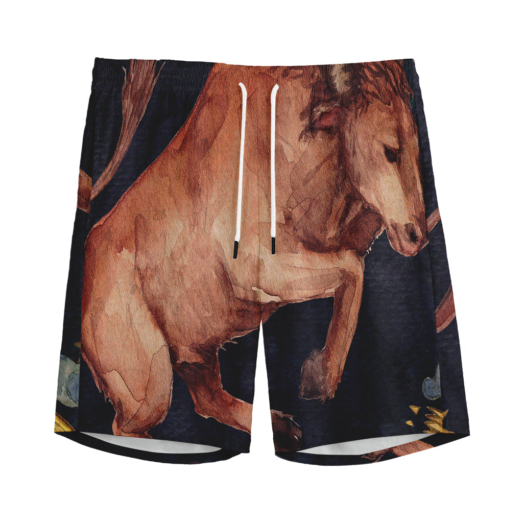 Watercolor Taurus Zodiac Sign Print Men's Sports Shorts