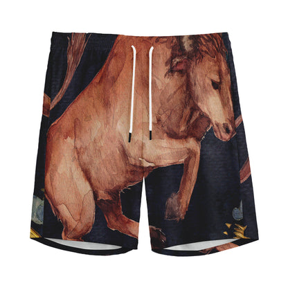 Watercolor Taurus Zodiac Sign Print Men's Sports Shorts