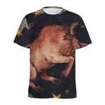 Watercolor Taurus Zodiac Sign Print Men's Sports T-Shirt