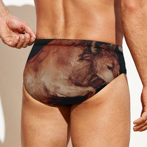 Watercolor Taurus Zodiac Sign Print Men's Swim Briefs