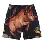 Watercolor Taurus Zodiac Sign Print Men's Swim Trunks