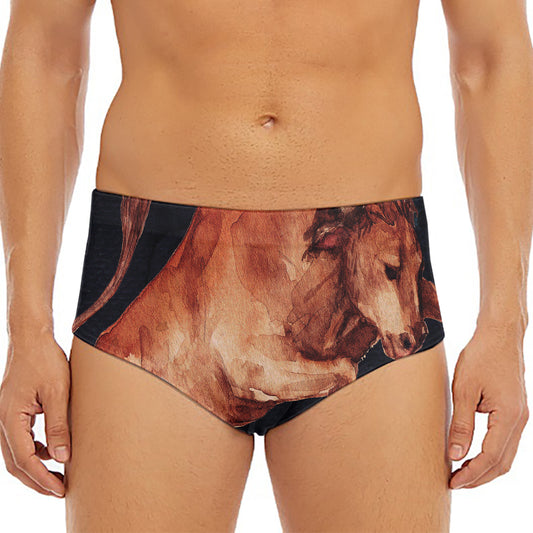 Watercolor Taurus Zodiac Sign Print Men's Triangle Swim Briefs