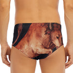 Watercolor Taurus Zodiac Sign Print Men's Triangle Swim Briefs