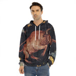 Watercolor Taurus Zodiac Sign Print Men's Velvet Pullover Hoodie