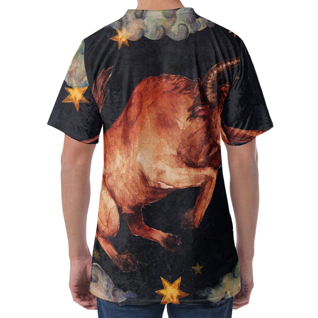 Watercolor Taurus Zodiac Sign Print Men's Velvet T-Shirt
