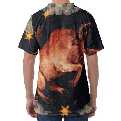 Watercolor Taurus Zodiac Sign Print Men's Velvet T-Shirt
