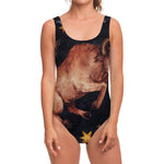 Watercolor Taurus Zodiac Sign Print One Piece Swimsuit