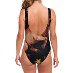 Watercolor Taurus Zodiac Sign Print One Piece Swimsuit