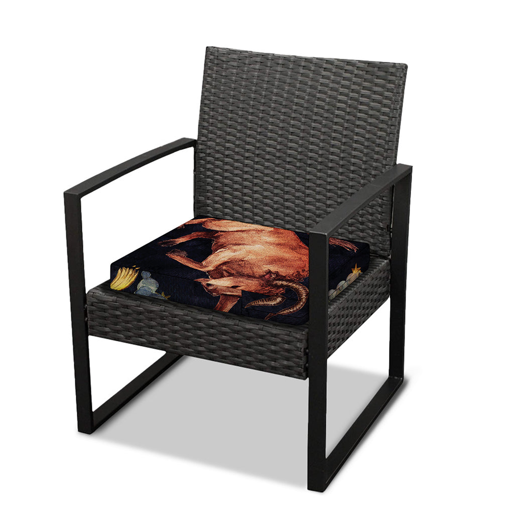 Watercolor Taurus Zodiac Sign Print Outdoor Seat Cushion Cover