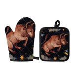 Watercolor Taurus Zodiac Sign Print Oven Mitt And Pot Holder Set