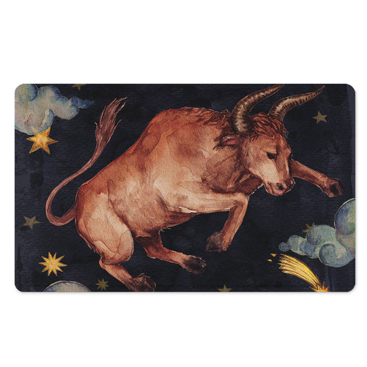 Watercolor Taurus Zodiac Sign Print Polyester Doormat