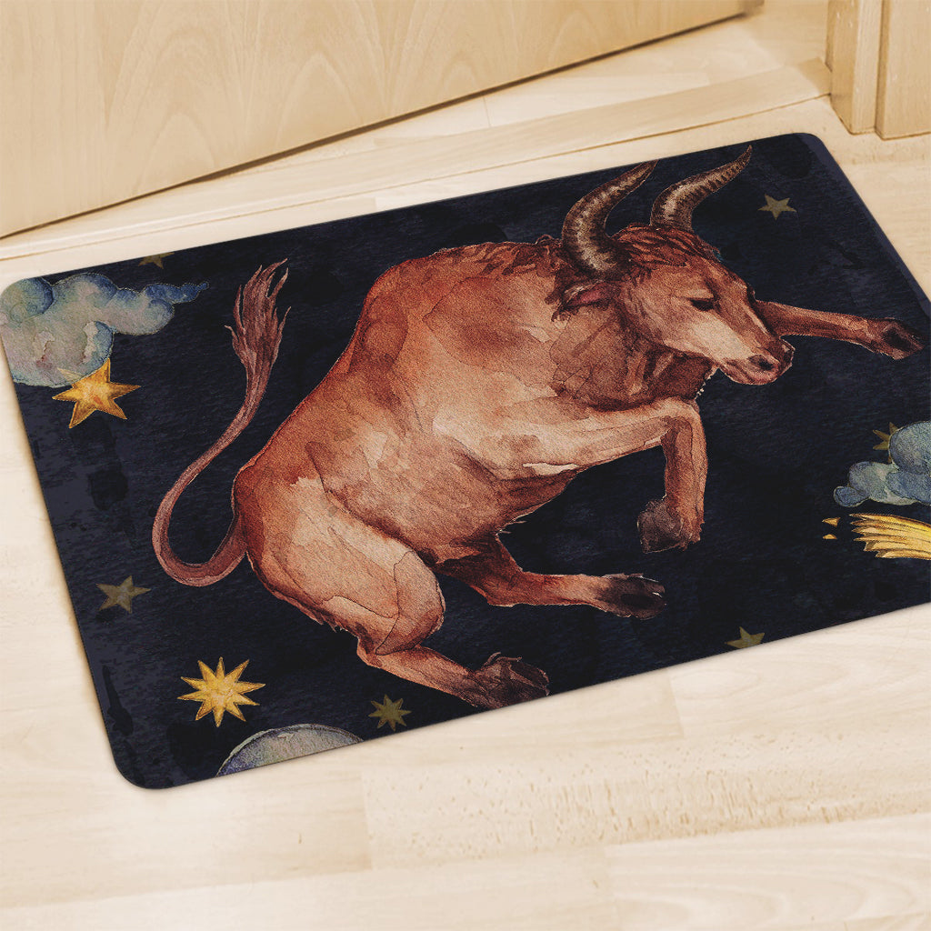 Watercolor Taurus Zodiac Sign Print Polyester Doormat