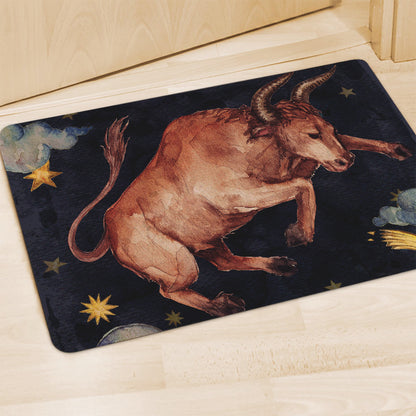 Watercolor Taurus Zodiac Sign Print Polyester Doormat