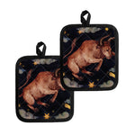 Watercolor Taurus Zodiac Sign Print Pot Holders