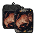 Watercolor Taurus Zodiac Sign Print Pot Holders With Pocket