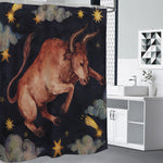 Watercolor Taurus Zodiac Sign Print Premium Shower Curtain