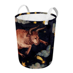 Watercolor Taurus Zodiac Sign Print Round Laundry Basket