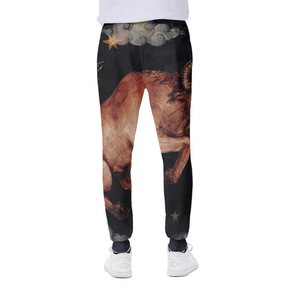 Watercolor Taurus Zodiac Sign Print Scuba Joggers