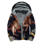 Watercolor Taurus Zodiac Sign Print Sherpa Lined Zip Up Hoodie