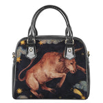 Watercolor Taurus Zodiac Sign Print Shoulder Handbag