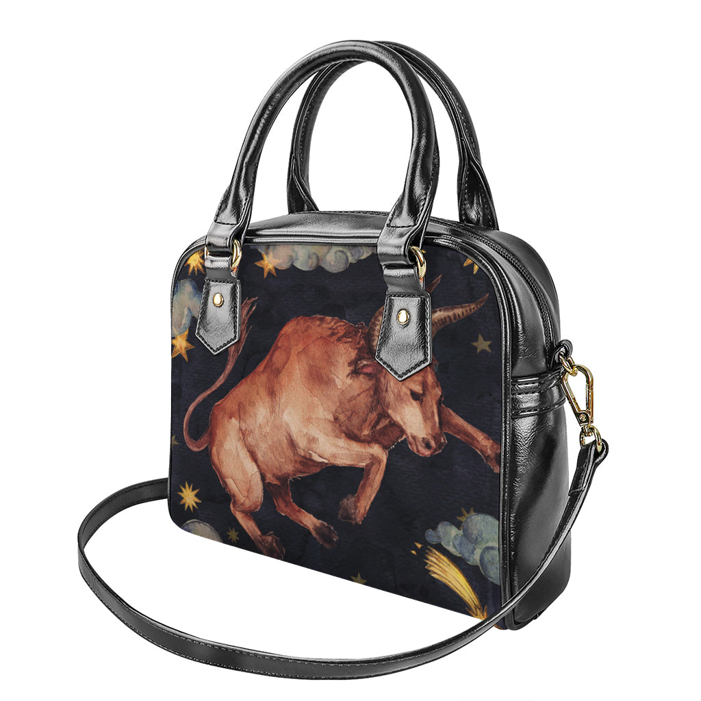 Watercolor Taurus Zodiac Sign Print Shoulder Handbag