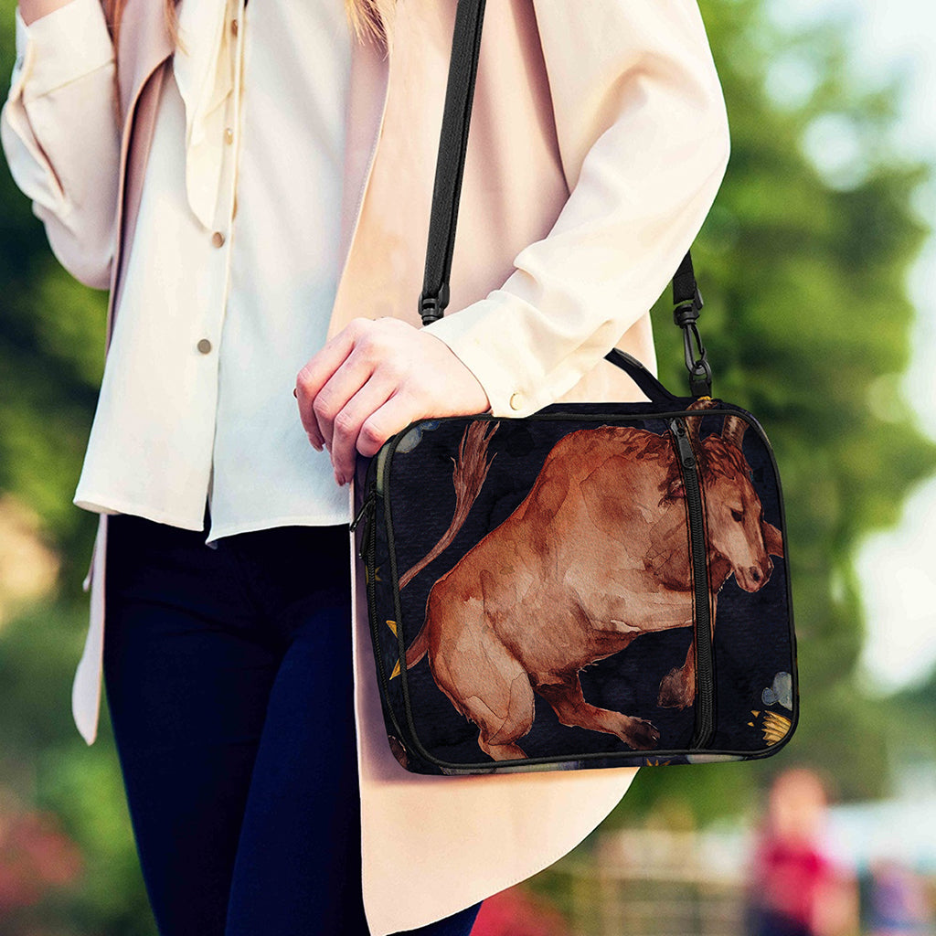 Watercolor Taurus Zodiac Sign Print Shoulder Strap Bible Bag