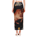 Watercolor Taurus Zodiac Sign Print Side Slit Maxi Skirt