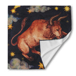 Watercolor Taurus Zodiac Sign Print Silk Bandana